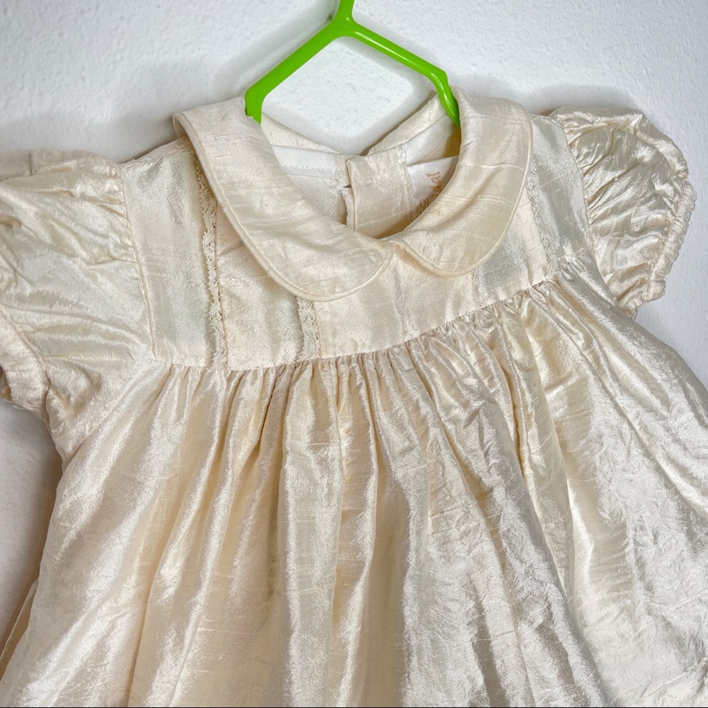 100% silk baby dress christening baptism 12 mo